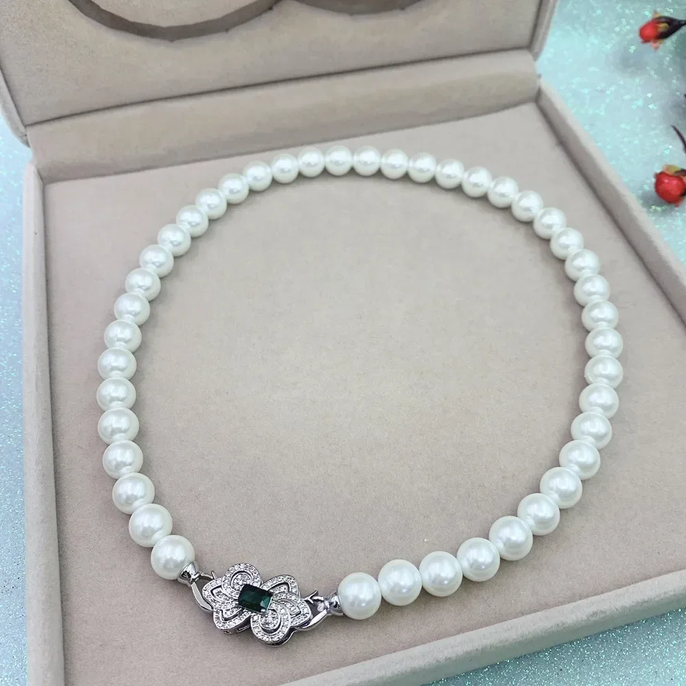New Elegant Pearl Necklace Butterfly Buckle for Women Girl Gift Charm Fashion Choker Hombre Chain Clothing Sweater Chain Jewelry