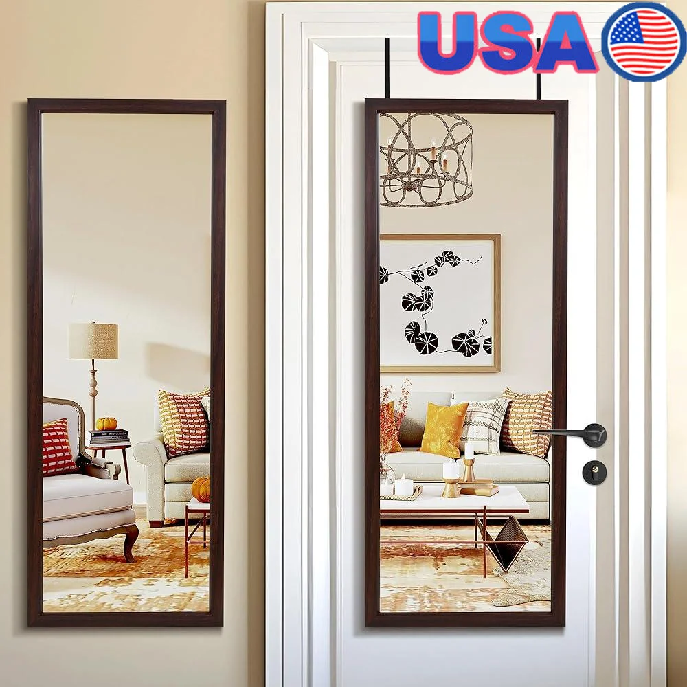 Full Length Over The Door Mirror Vertical Hanging Floor Mirror Sleek Frame Dressing Room Wall Mirror Safe Installation Multiple