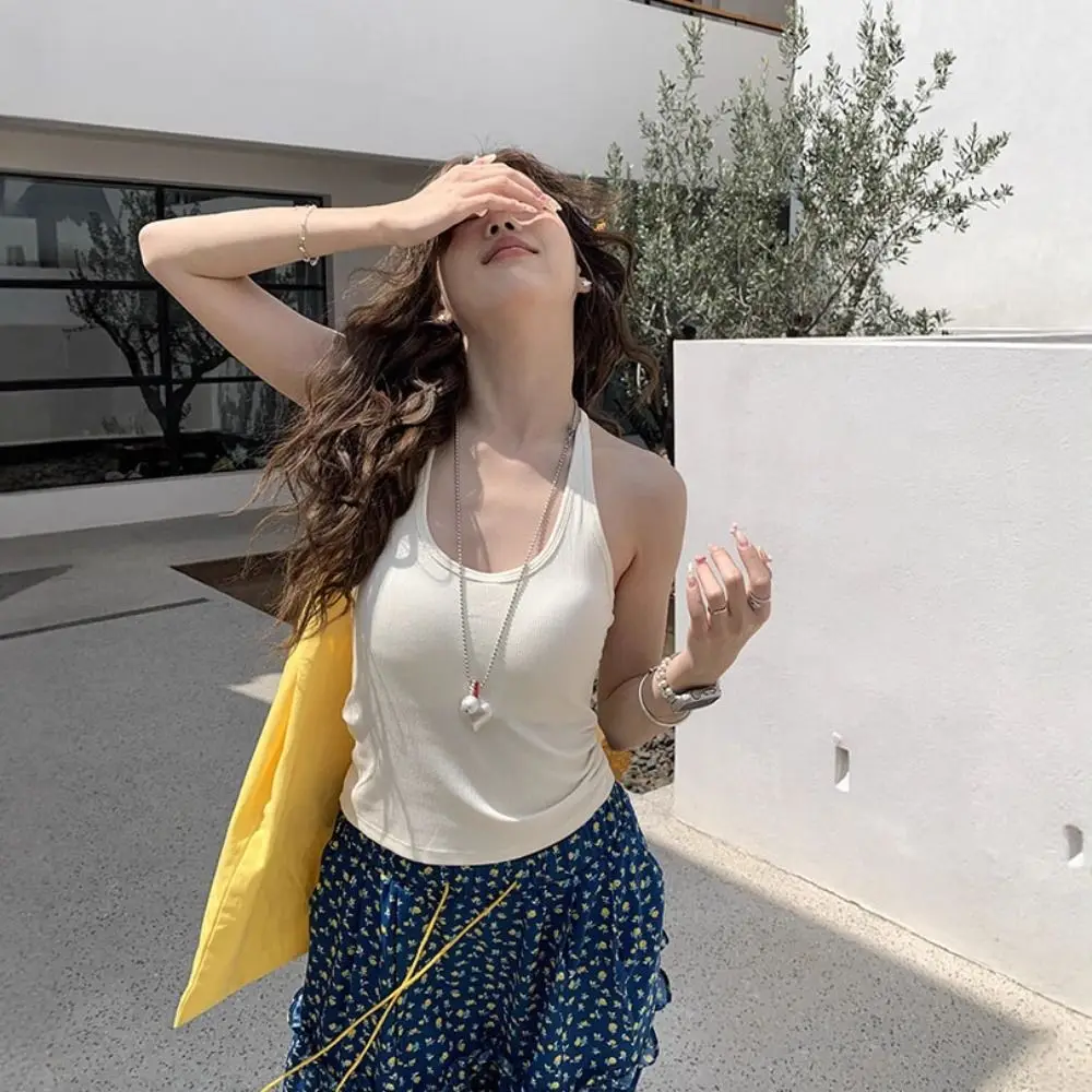 

Fashion Chinlon Women Suspenders Vest Sleeveless U Neck Casual Short Camisole Undershirt High Stretch Slim Crop Top Club