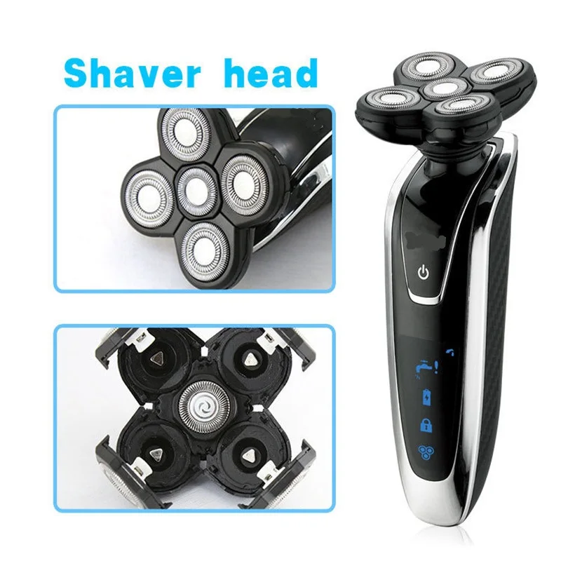 Washable Electric Men 3D Shaver Razor Grooming Kit Beard Trimmer Man Skull Bald Shaven Head Shaving Machine Nose Haircut Clipper