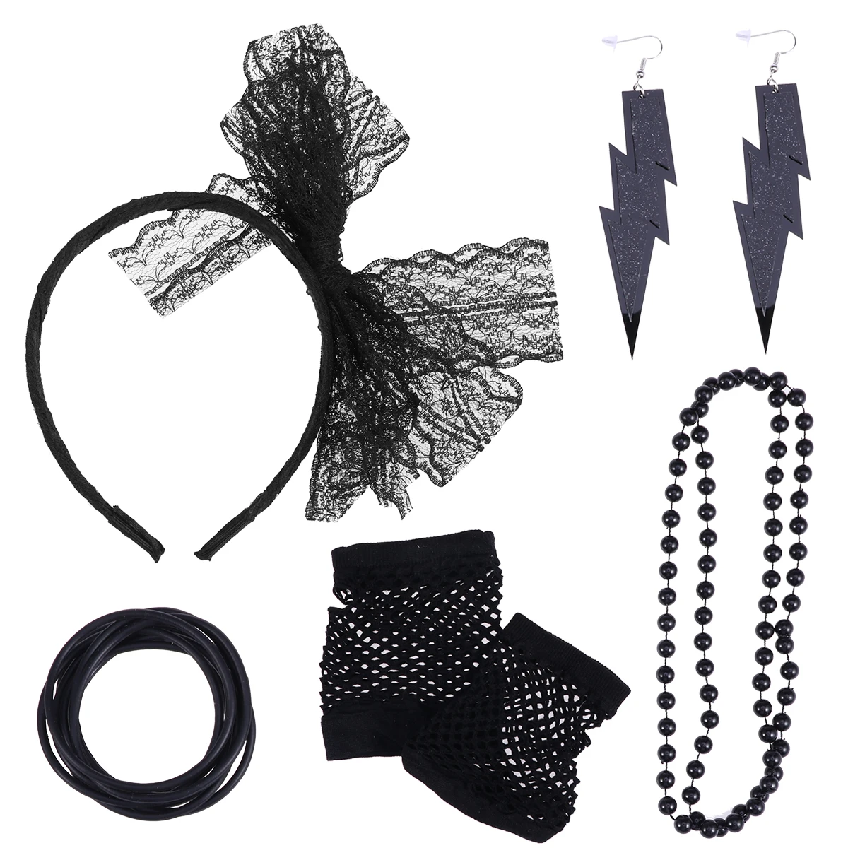 

80 up Suit Lace Headband 80s Gloves Aldult Party Accessories Costume Fancy