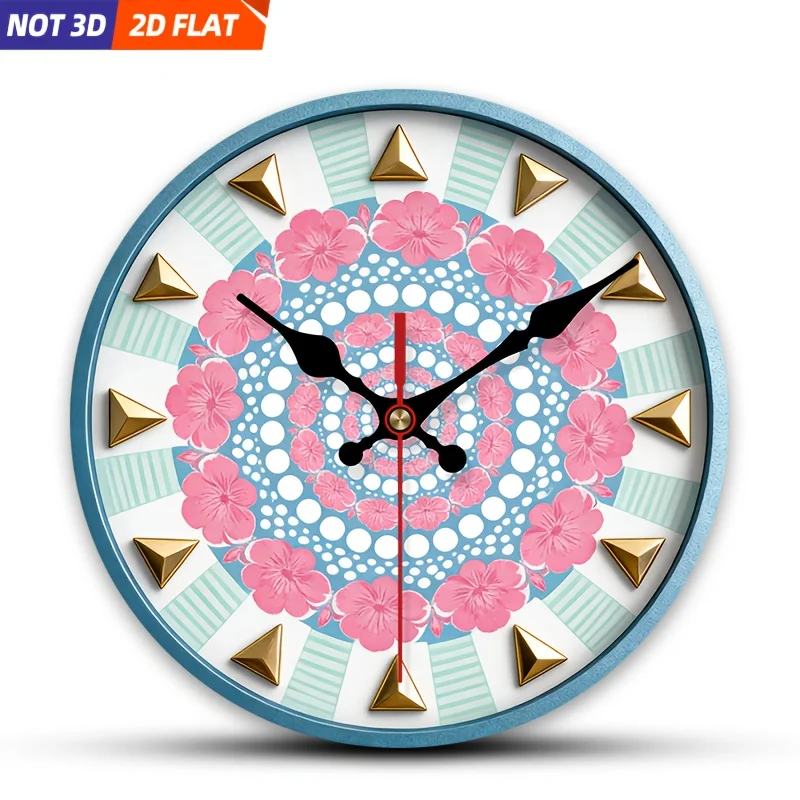 

2D плоский. 1 шт. Настенные часы с цветочным геометрическим дизайном, бесшумные и декоративные, идеально подходят для украшения интерьера спален, гостиных.