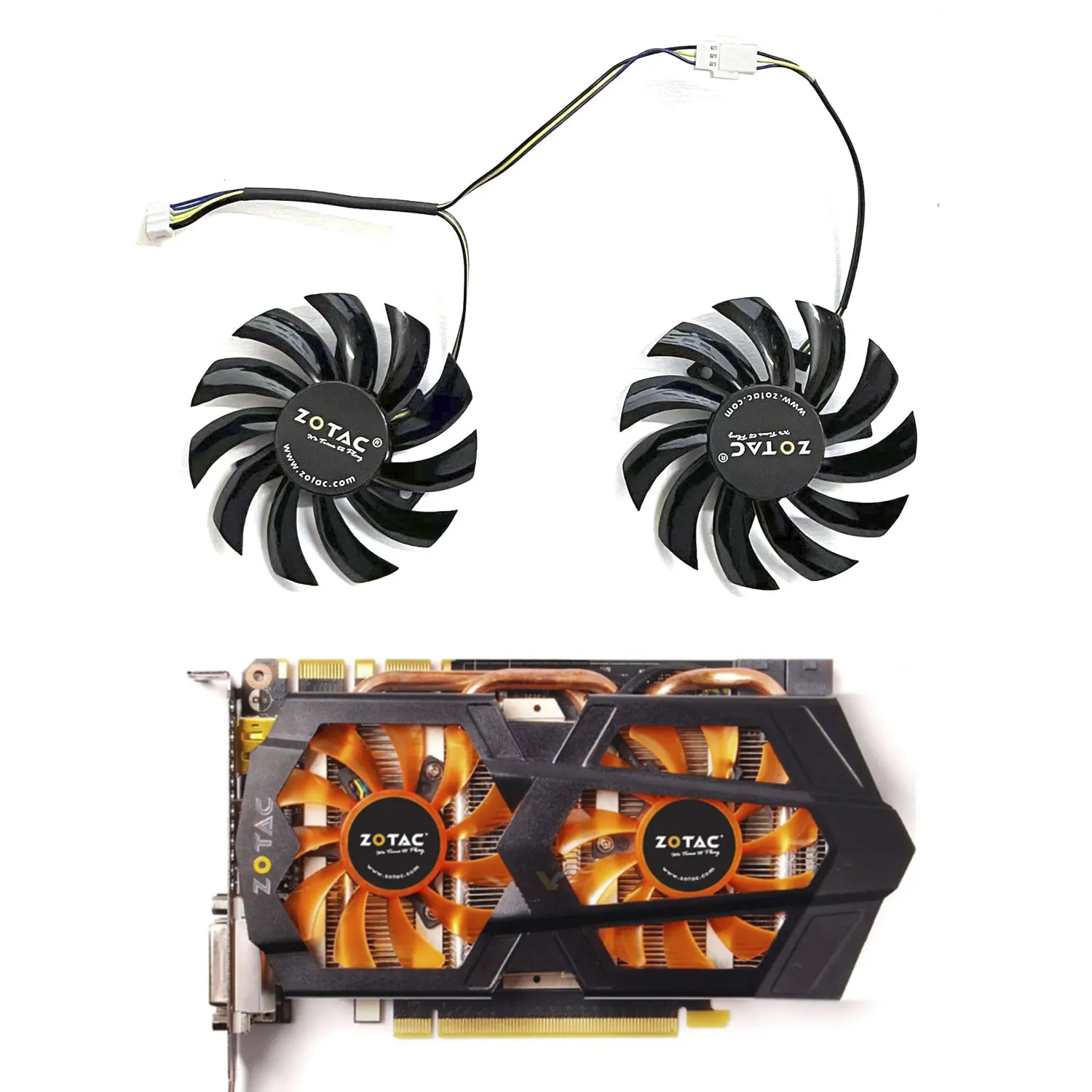 

Новый 2FAN 75 мм 4PIN для ZOTAC GeForce GTX660ti 660 650ti 560 AMP! Запасной вентилятор для видеокарты