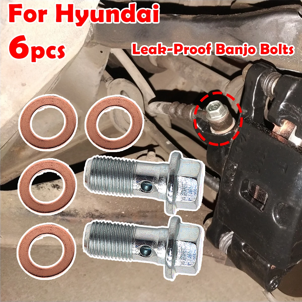 

Front Rear Left Right Caliper Hose Lines Banjo Bolts Copper Sealing Washers For Hyundai i10 i30 i40 i800 iLoad Santa Fe Terracan
