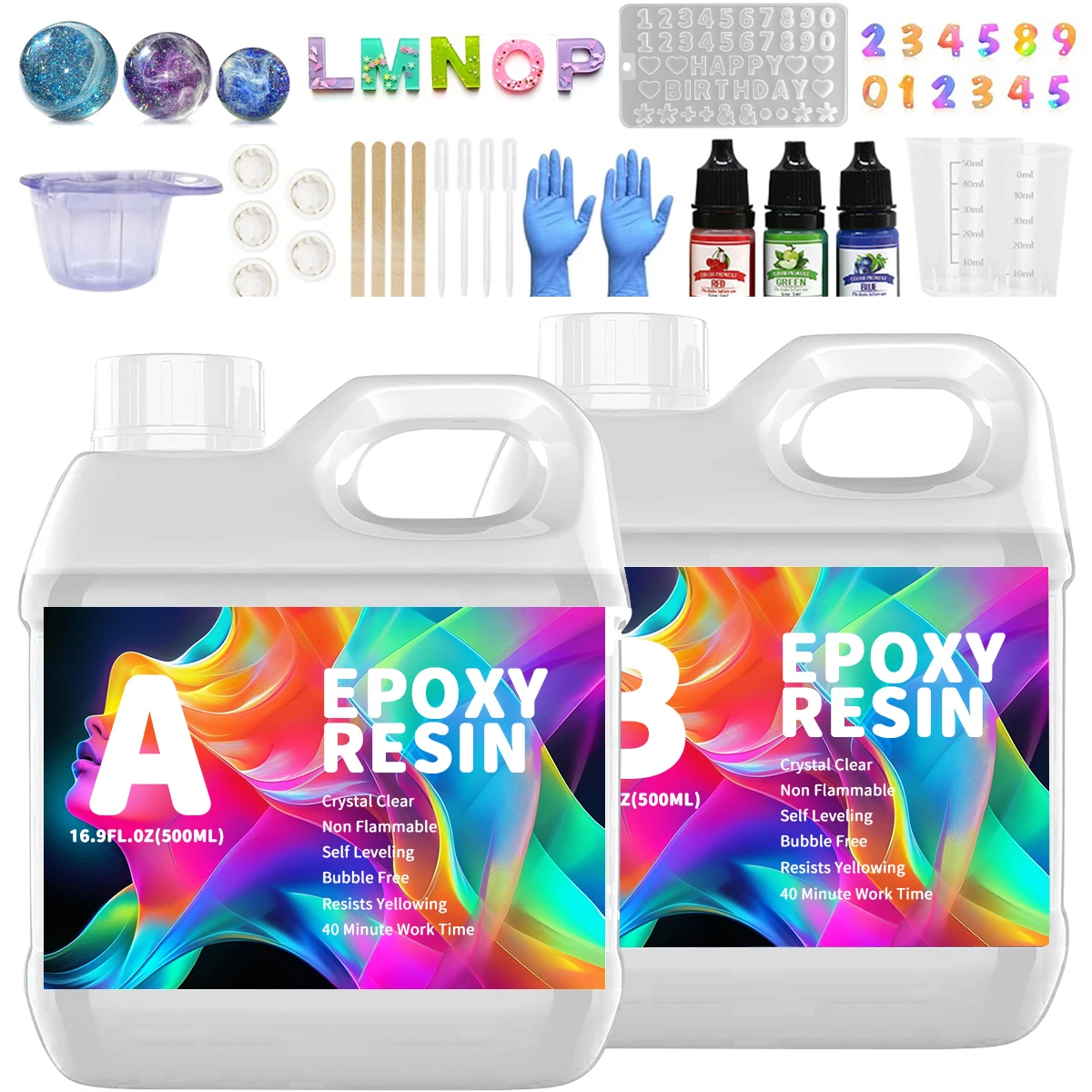 

500ML Self-Leveling Epoxy Resin Set Bubble Free Fast Curing Low Odor For River Table Jewelry Phone Case DIY