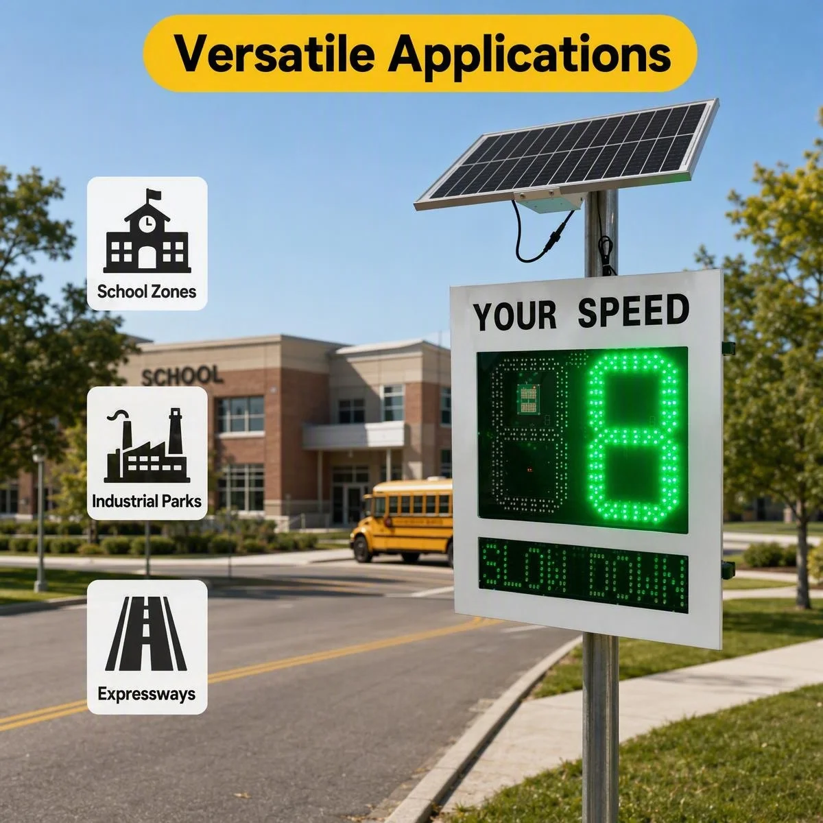 High Precision K-band Radar Speed Sign, Dual Color LED Traffic Speed Detector