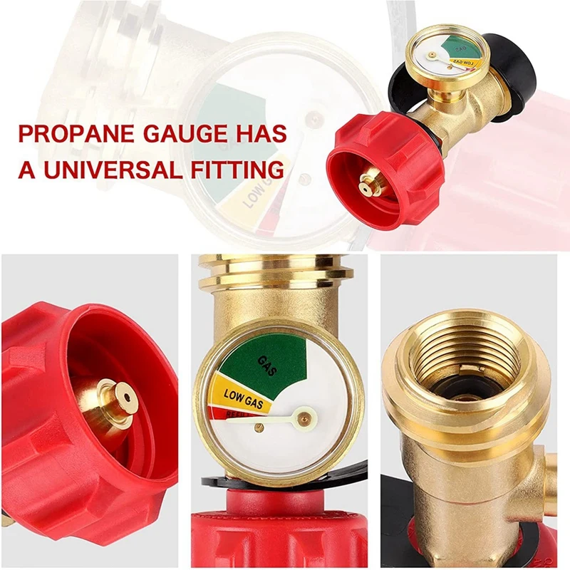 Propane Tank Gauge Gas Pressure Meter Level Indicator Leak Detector Gas Pressure Meter Universal For Gas Grill, Lantern, Heater