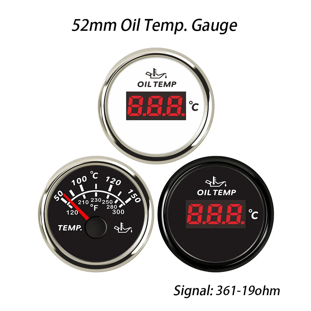 Popular Waterproof 52mm Oil Temp Gauge Meter 50-150℃ with Red Backlight 12V 24V for Car Boat Yacht Universal