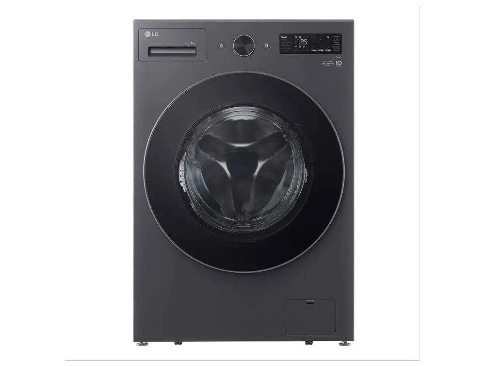 Lava e Seca Smart LG 16kg WD16GNT Motor Inverter Direct Drive Água Fria e Quente Black Inox - 220V