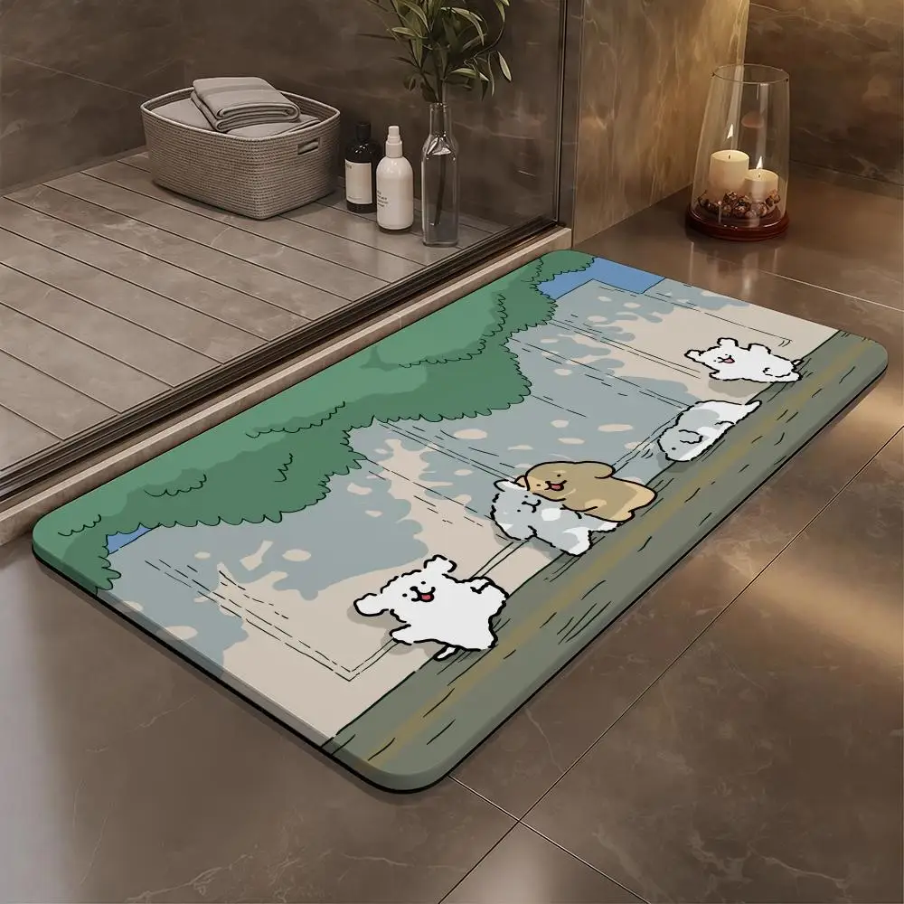 

Line Puppy Floor Mat Bathroom Soft Diatomaceous Mud Floor Mat, Bathroom Absorbent Foot Mat, Toilet Sink, Bedroom Mat, Carpet