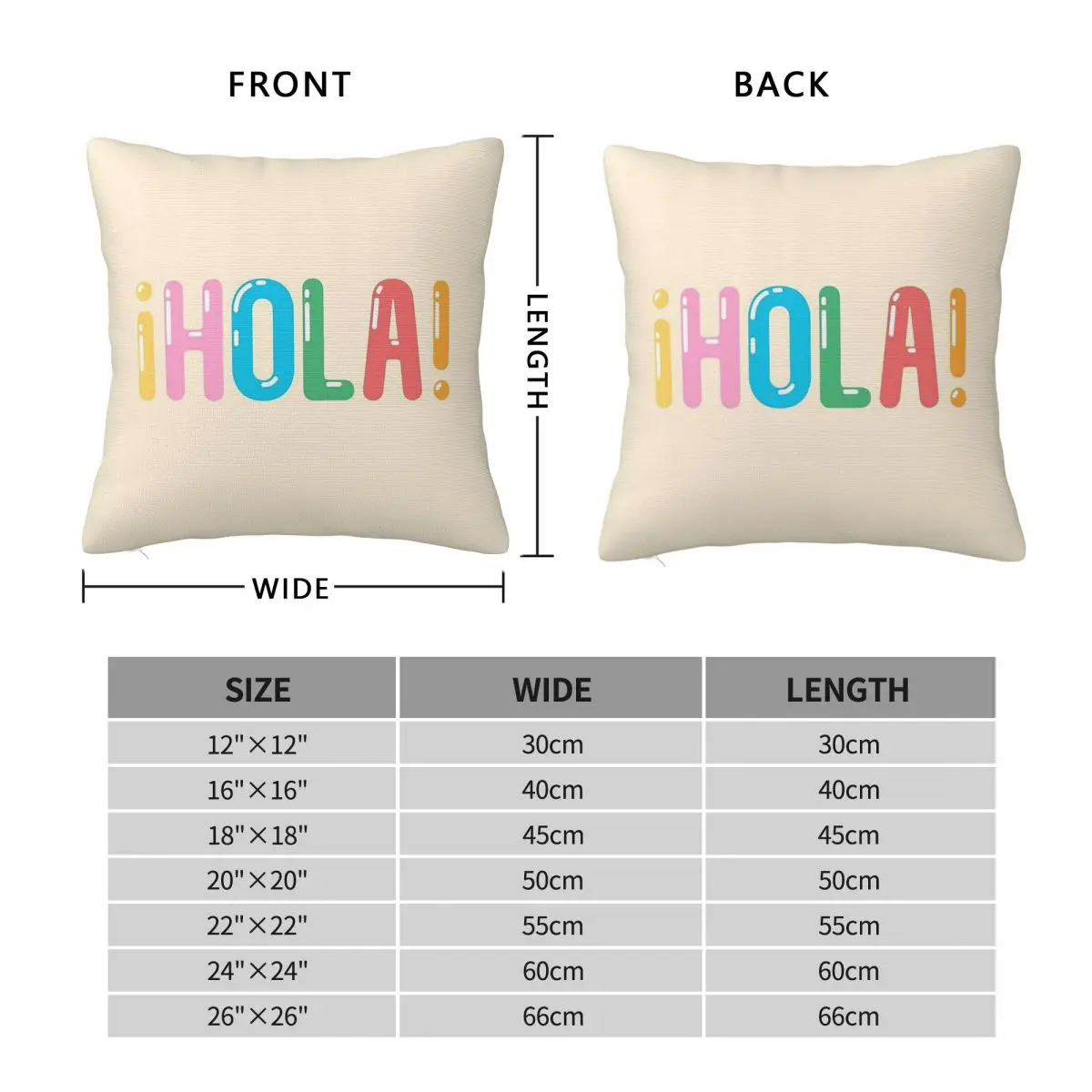 ｡Hola Spanish Hello Square Pillowcase Polyester Linen Velvet Pattern Zip Decor Pillow Case Room Cushion Case