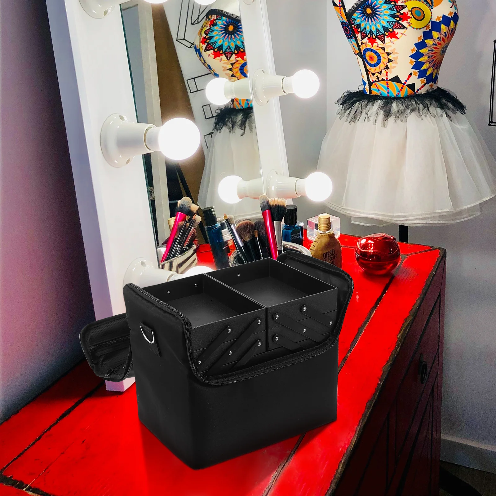 

Makeup Box Large Capacity Waterproof Wear-Resistant Travel Organizer For Business Trip Photography Work Cosmetics Bag