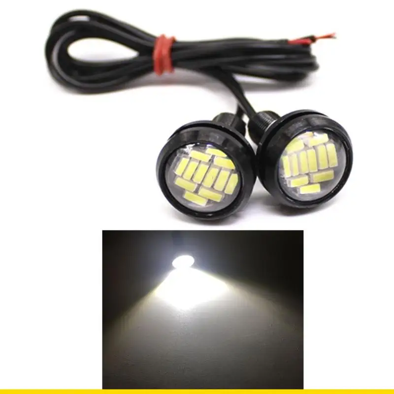 SZCH 2x Eye LED 23mm 4014 12SMD High Power Car Daytime Running Backup Turn Lights Auto License Plate Lamps White