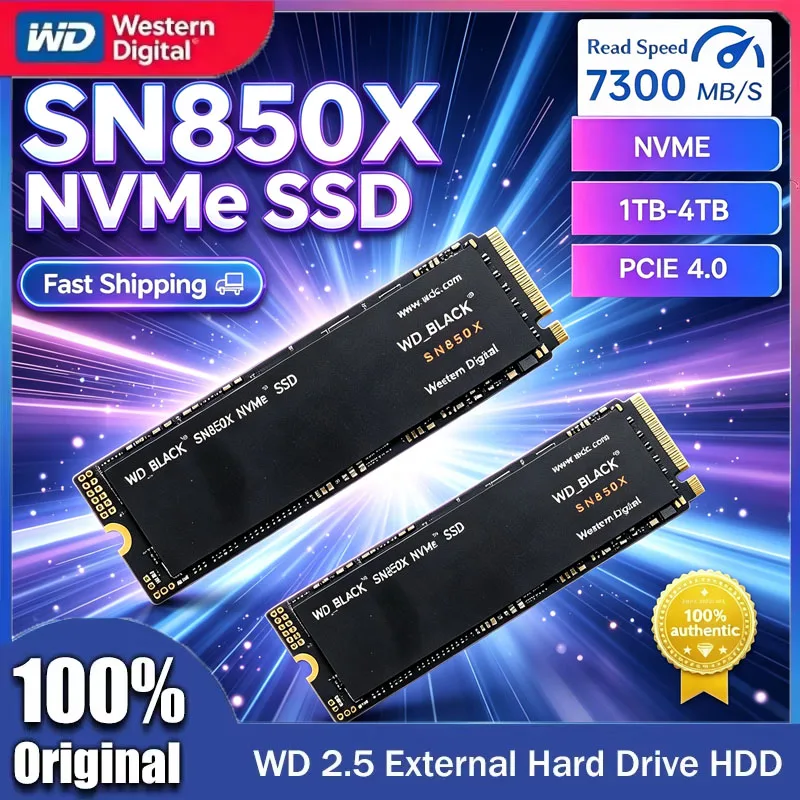 WD BLACK SN850X M.2 2280 PCIe Gen4 NVMe High-Performance Gaming SSD, 1TB/2TB/4TB Storage for Laptop Desktop & PS5 Game PC