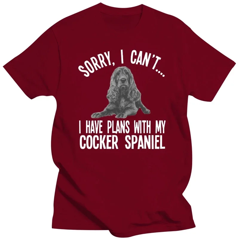 2024 HOT Sorry I Cant I Have Plans With My Cocker Spaniel Dog T-Shirt Mens Unisex Design Short-Sleeve Fashion Retro T Shirts