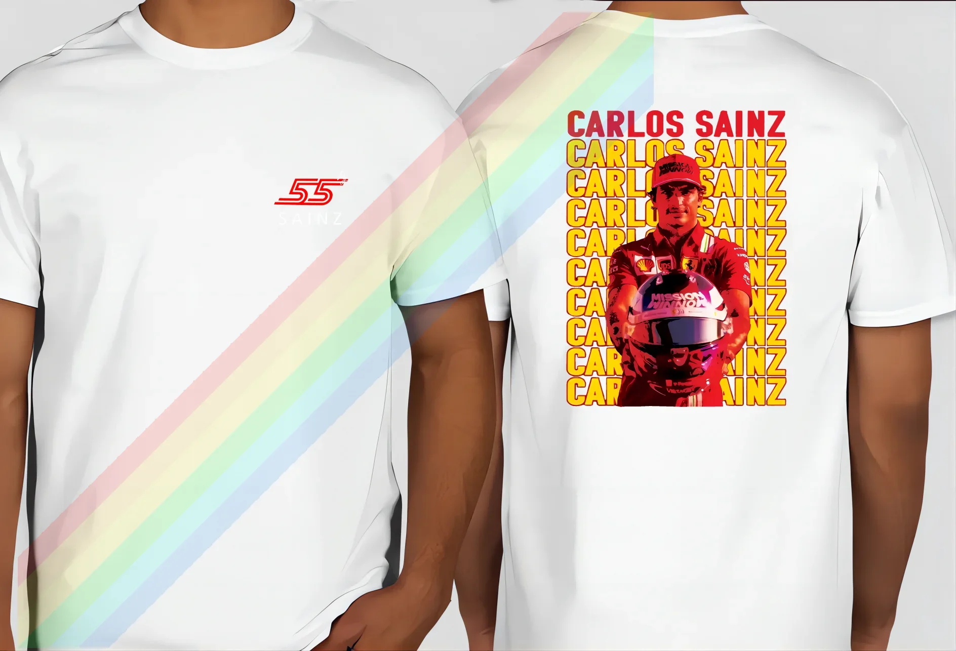 

New Carlos Sainz Summer Best Fashion Design Pure Cotton Breathable Men's T-Shirt F1 No. 55 Women's Short SleeveNO.1