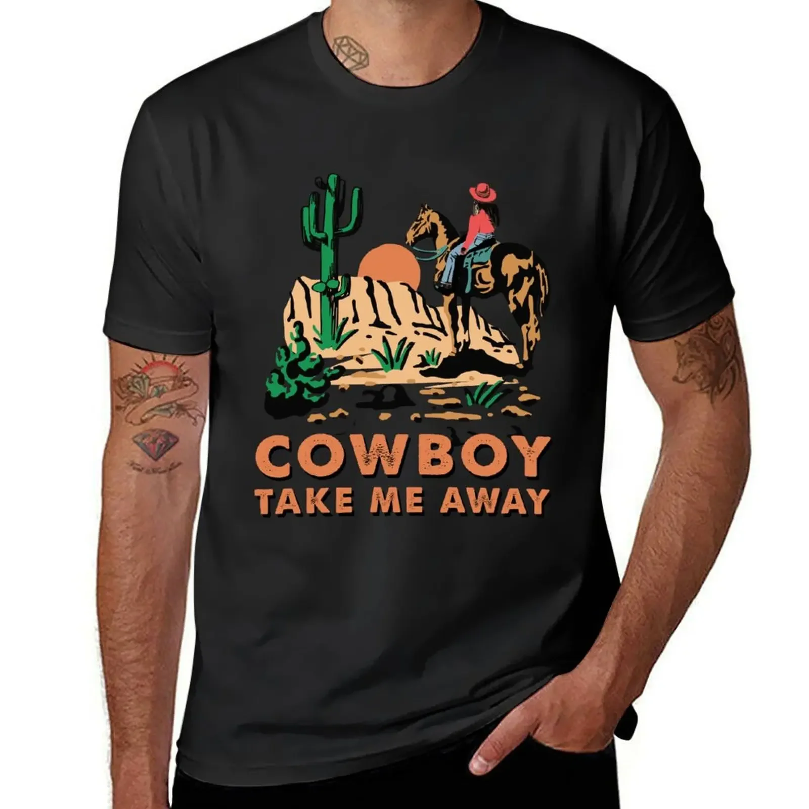 Cowboy Take Me Away Western Sublimation T-Shirt graphic t shirts tops men clothes