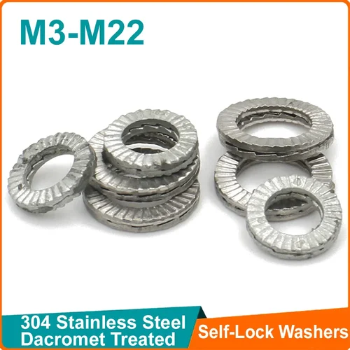5-20 pares (2 uds pegados) arandelas autoblocantes M3 M4 M5 M6 M8 M10 M12 M14 M16 M18 M20 M22 Cuña genuina de acero inoxidable Dacromet