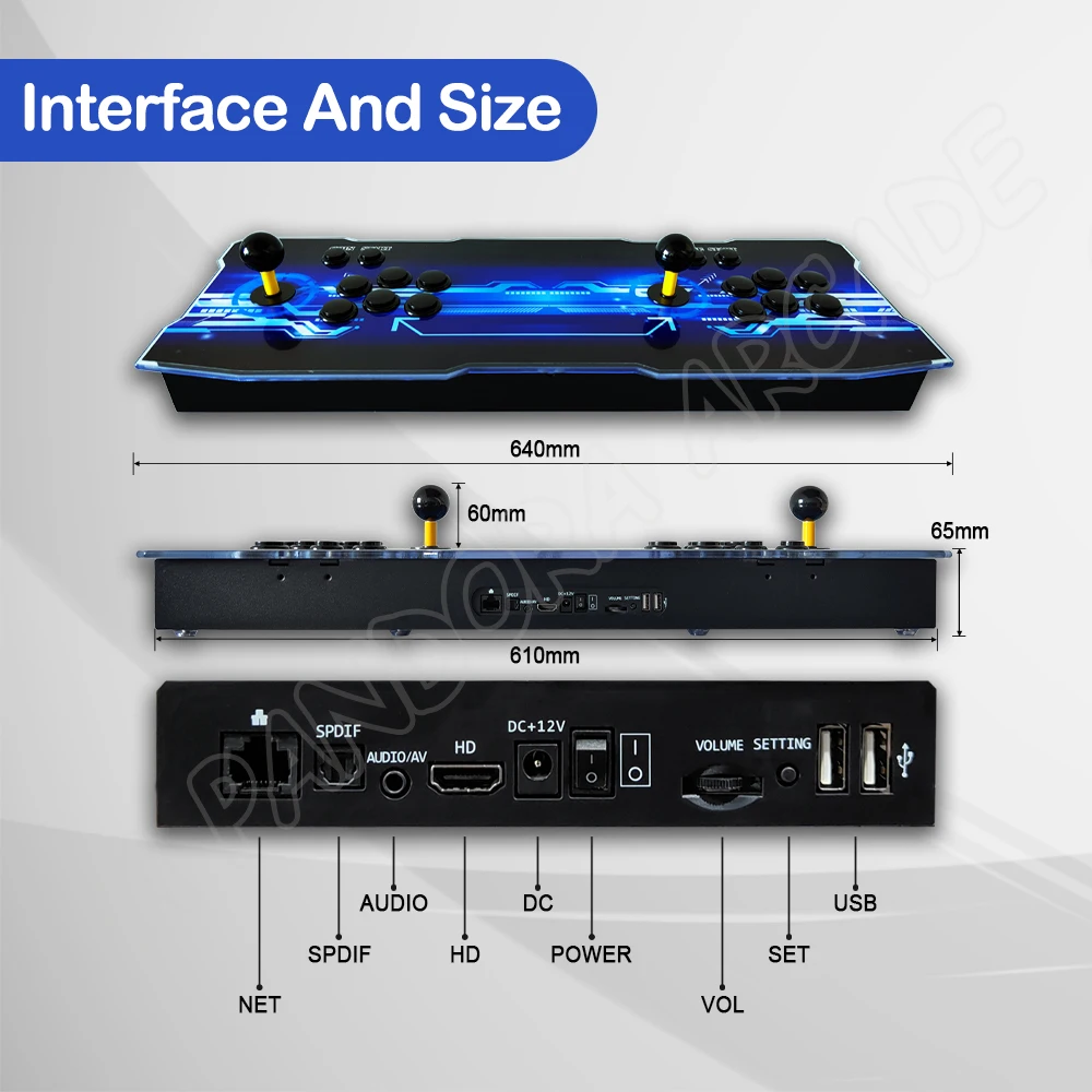 3D WIFI für Pandora Saga EX2 Box 10888 in 1 Retro Arcade Spielkonsole Schrank Bartop 8-Wege-Joysticks Drucktasten