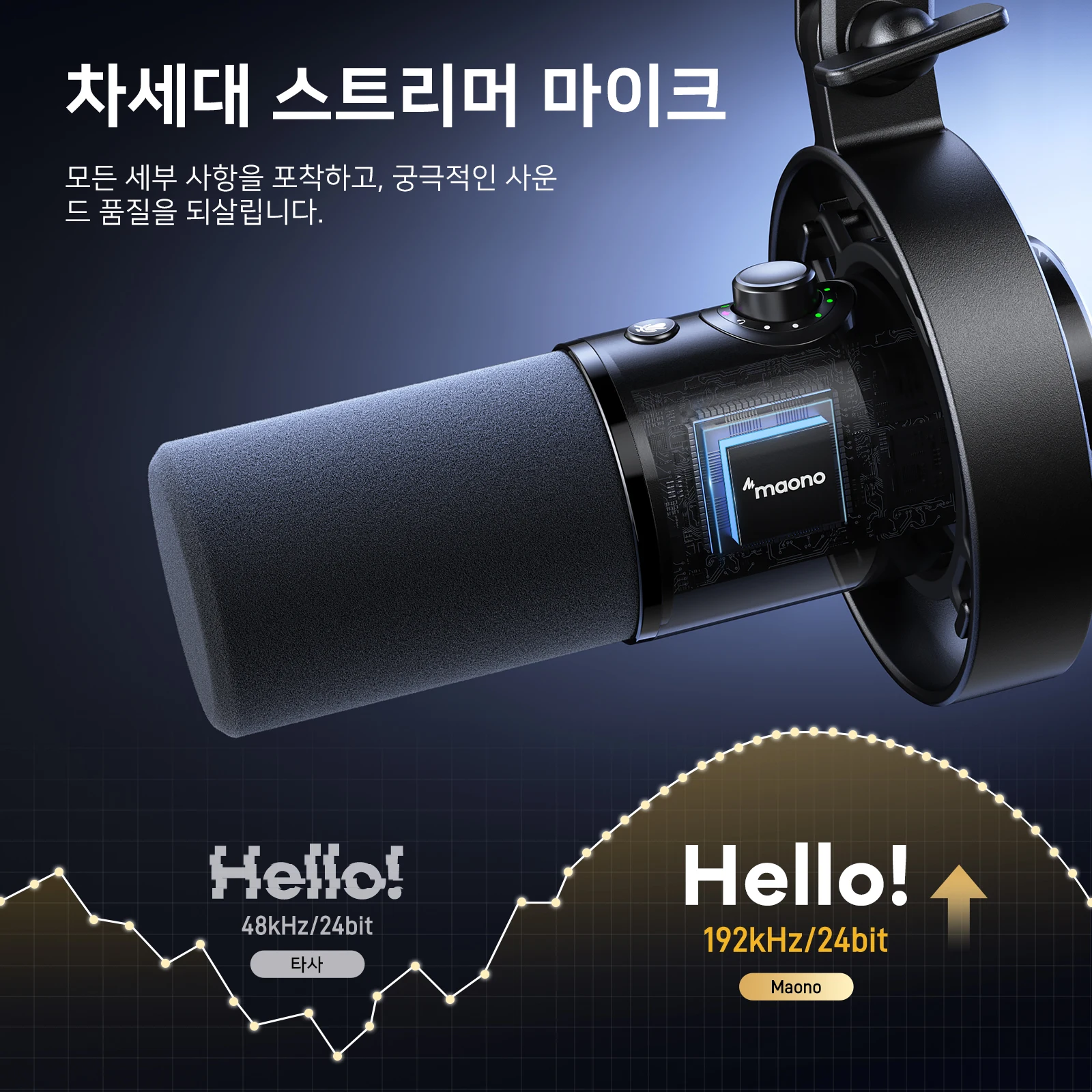 MAONO PD300X 다이나믹 마이크 XLR USB 팟캐스트 마이크 192kHz/24bit 콘텐츠 제작용 마이크 홈 오디오 스튜디오 녹음용