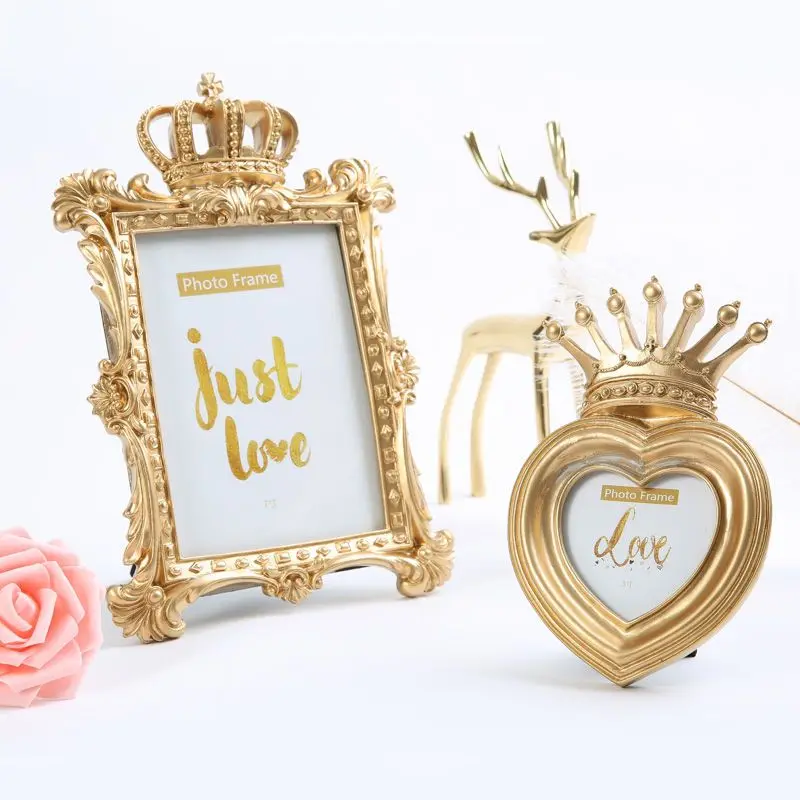 Creative Resin Photo Frame Classic Retro Style Home Bedroom Decor Desktop PhotoFrame Wedding Photo Heart-shape Square Oval Frame