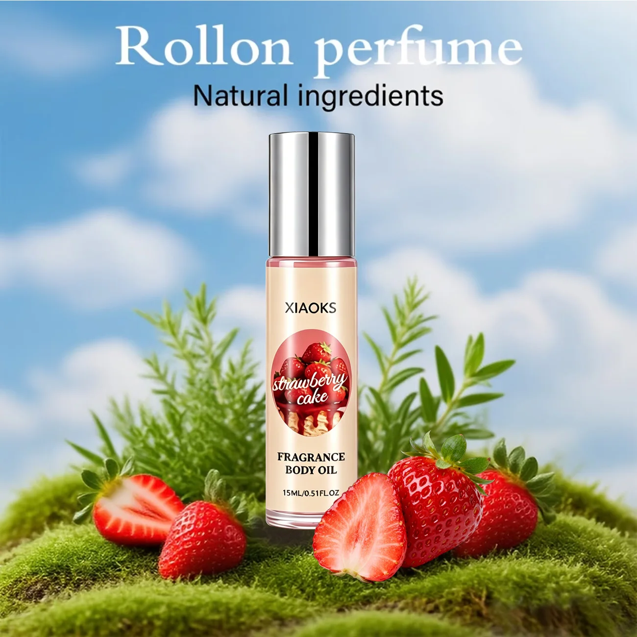 1 Bottle of Strawberry Cake Sweet Roll-On Perfume - Charming Floral Roll-On Fragrance, Sweet-Strawberry-Cake Scent, Sweet-Smelling, Long-Lasting Fragrance to Enhance Charm, Valentine's Day and Couples' Day Gift to Attract Men, Stylish Gradient Glass Bottle Design, Suitable for Dating and Casual Wear, Fresh Fruity Floral Scent, Your Perfect Choice view 2