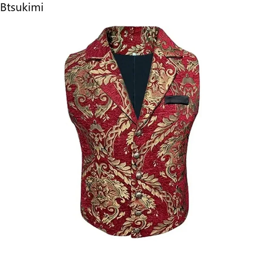 

New 2026 Men's Formal Waistcoat Medieval Gothic Steampunk Decorative Pattern Vest Victorian Cosplay Waistcoat Sleeveless Jacket