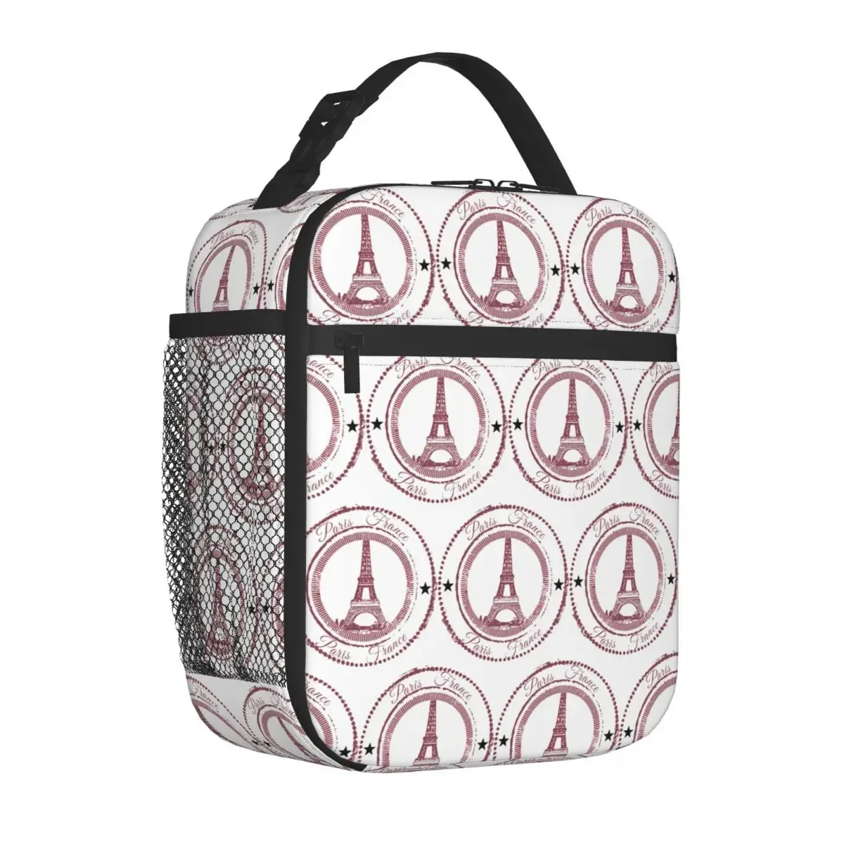 Paris Stamp Lunch Bag For Girls Lunch Box Travel Portable Tote Food Bags Oxford Graphic Design Cooler Bag