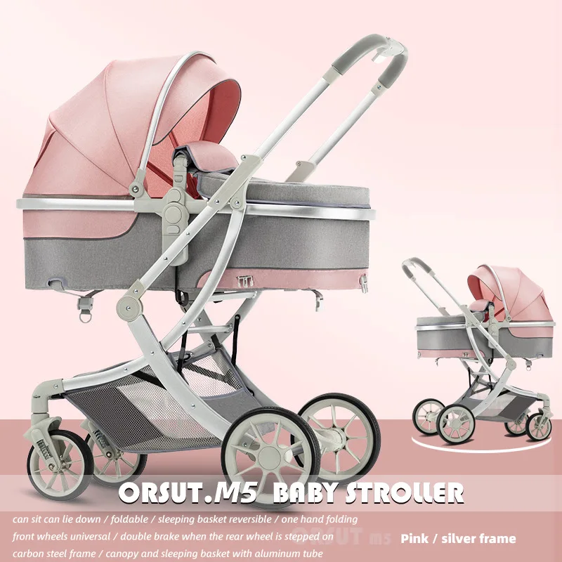 

Newborn Baby Stroller Can Sit or Lie Down Lightweight Foldable Two-way Shock Absorption High Landscape Comfortable Baby Stroller