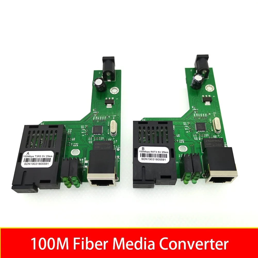 Top! 10Pairs 100M Optical Fiber Media Converter Fiber Transceiver Single Fiber Converter 25km SC 10/100M Singlemode Single