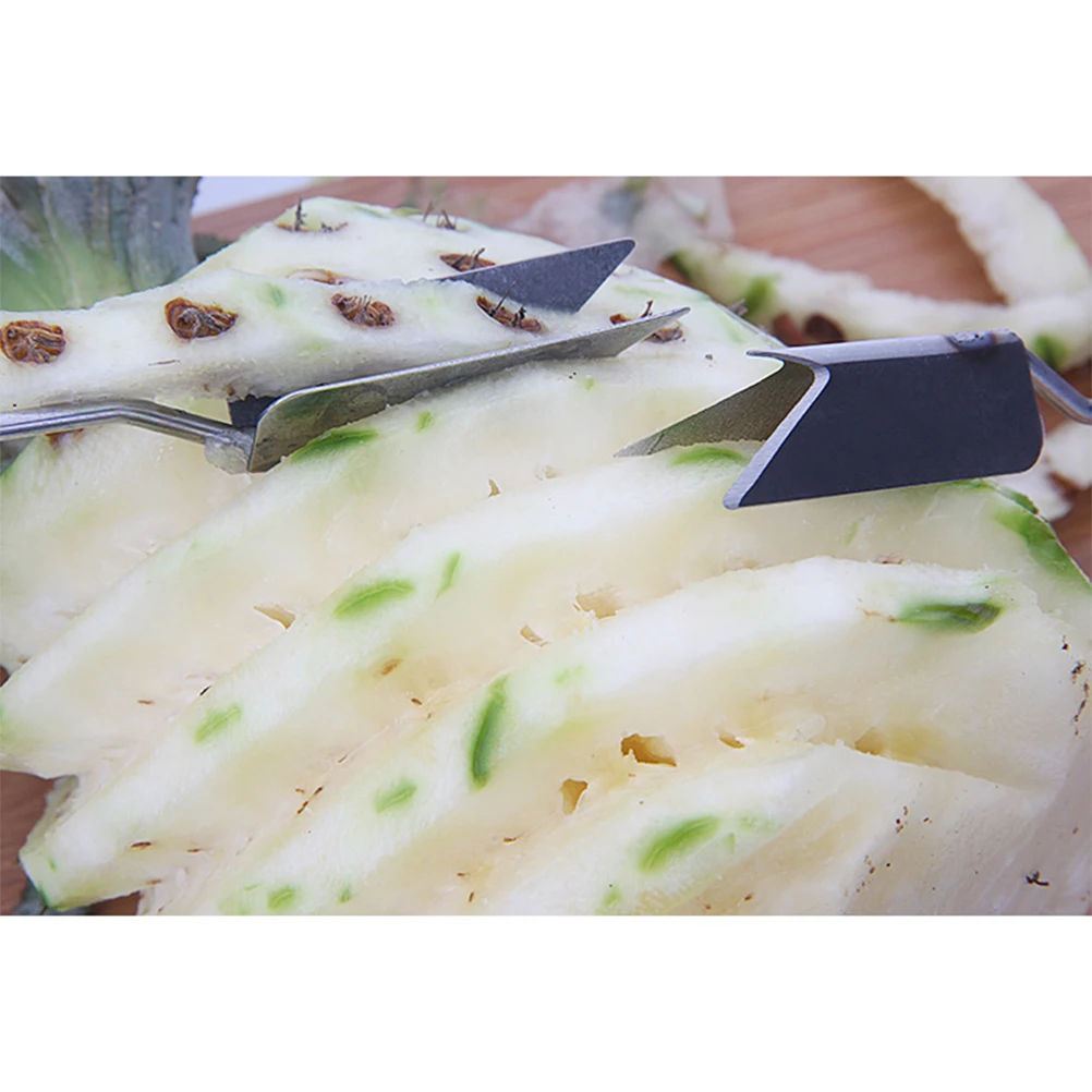 

7pcs Pineapple Knife Peeler Stainless Steel Eye Remover Fork Fruit Veg Tool Wood Handle Blade Non Rust Camping