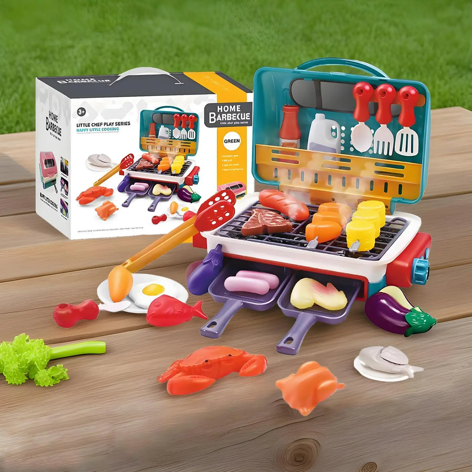 Kinderen spelen keukenspeelgoed Zintuiglijke fantasieset met zinderend geluid en licht barbecuespeelgoed voor peuterjongens, meisjes, kinderen