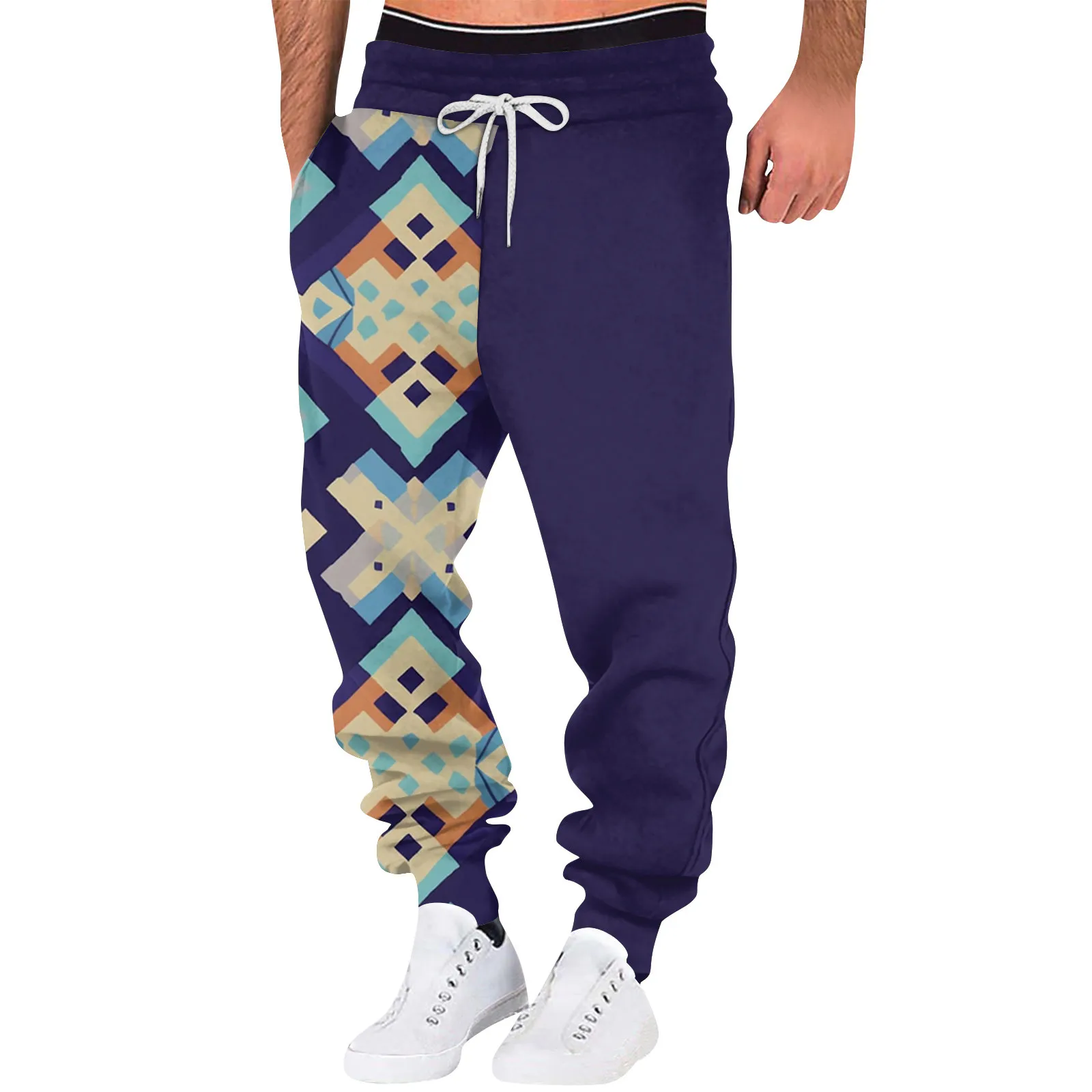 

Printed Pants Straight Casual Fashion Drawstring Trousers Mens Wide Leg Sweatpants Drawstring Home Outdoor Breathable Pantalones