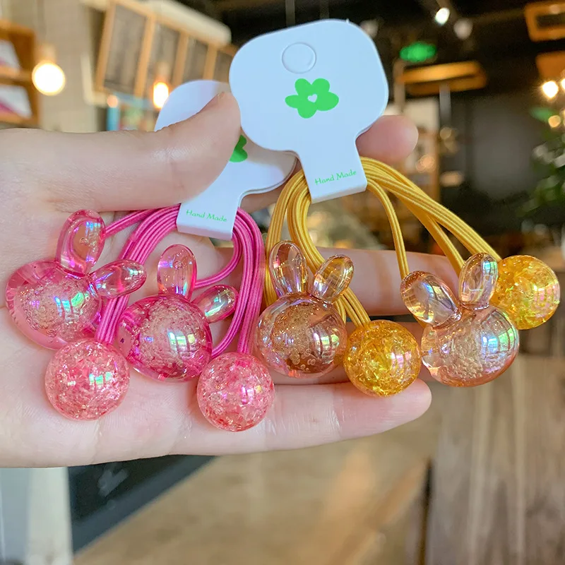 Bubble Rabbit Hair Ties for Kids Korean Style Twisted Elastic Ponytail Holders High Elasticity Non Slip Cute