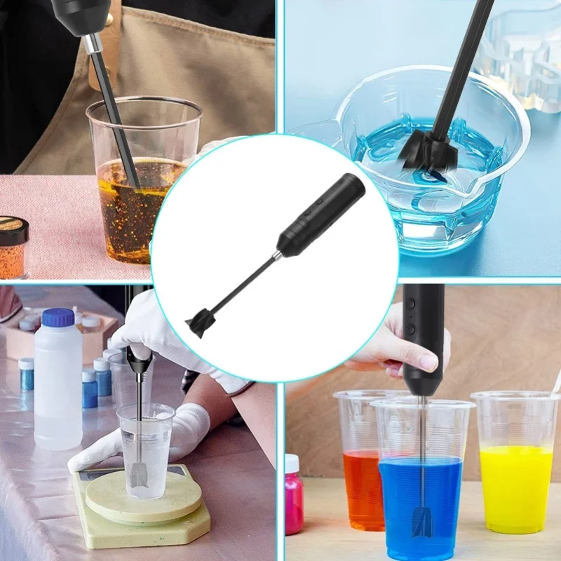 

Epoxy Resin Mixer Rechargeable Powerful Slow Motor Handheld Electric Resin Stirrer With 4PCS Replacement Rod Black