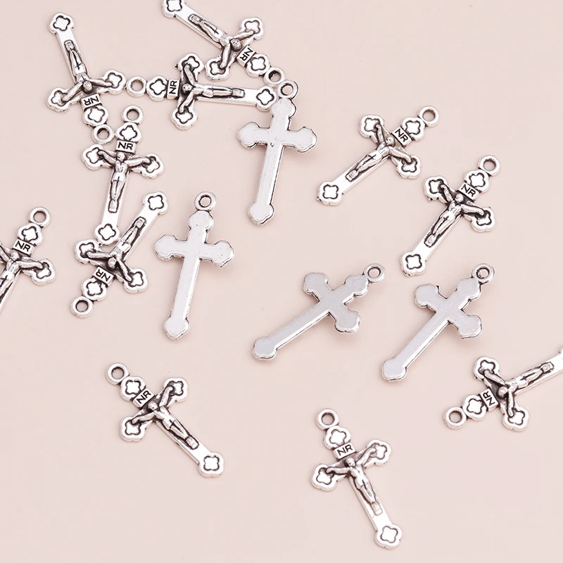 Leslie 20 stücke Legierung Kreuz bezaubert religiöse Kruzifix Anhänger für DIY Schmuck machen Accessoires hand gefertigte Ohrringe Halsketten – Detail 9