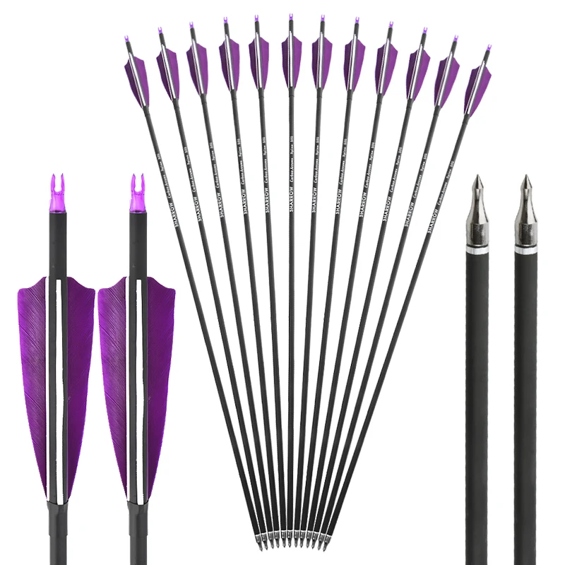 6/12pcs 31.6 inch Archery Mixed Carbon Arrow Spine 500 4inch Turkey Feather ID6. 2mm OD7.8mm Bow Hunting Shooting Sport