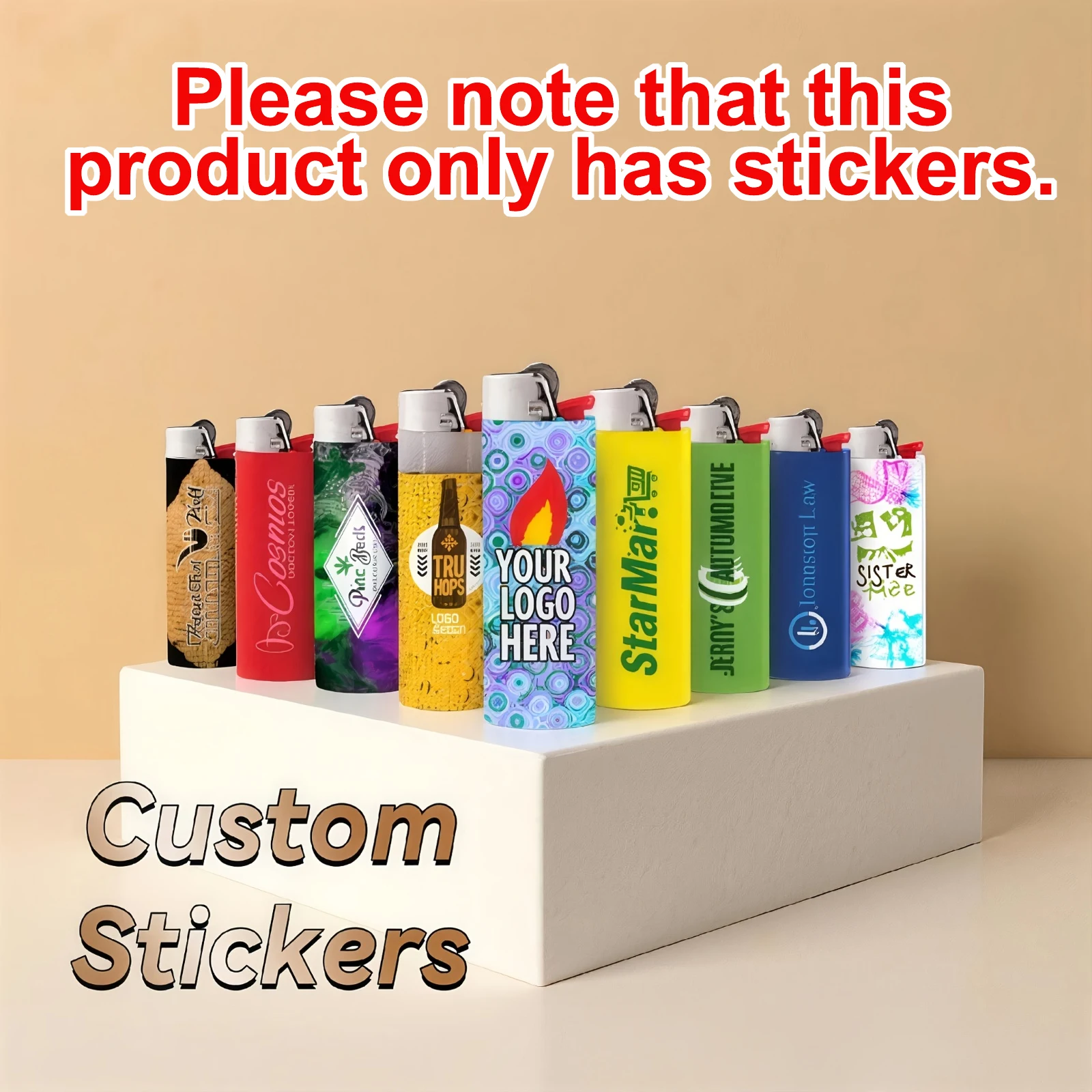 Personalized Lighter Stickers, Custom Pocket Lighter Wrap Labels with Logo, Photo & Advertising Slogan, Promotional Gift Decorat
