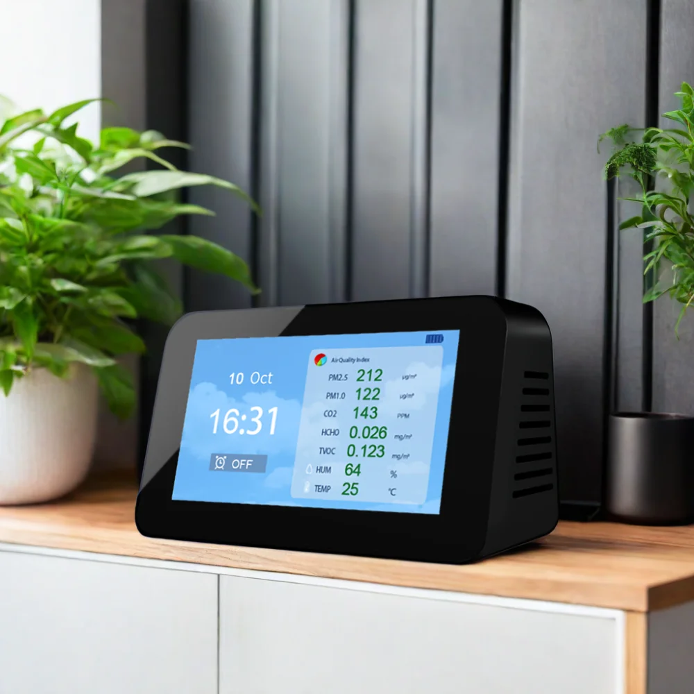 Dienmern Portable Air Quality Monitor New PM2.5 CO2 HCHO AQI Detector Formaldehyde Air Pollution Meter PM1.0 PM10 Gas Analyzers