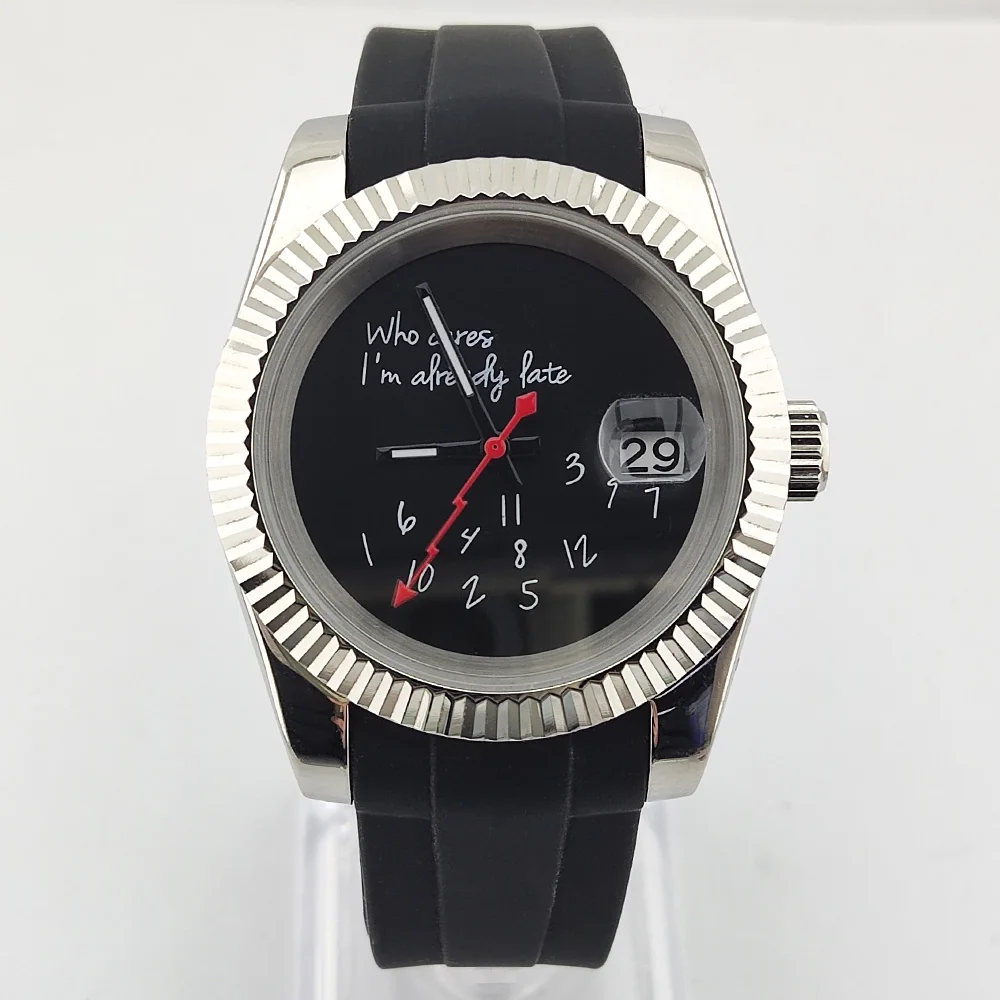 

Часы 36 мм/39 мм NH35 «Не волнуйся, я уже опаздываю», высококачественное сапфировое стекло, водонепроницаемый корпус, механизм NH35