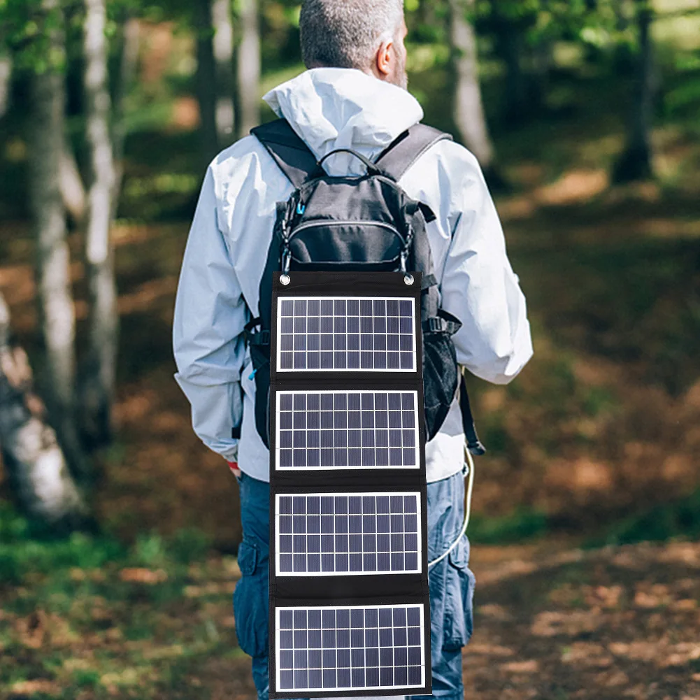 Outdoor Portable Solar Charger 100W Foldable Solar Panel with Dual USB Ports for Camping Hiking iPhone Emergency Power Supply