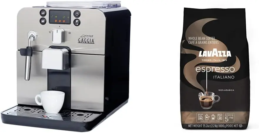 

Gaggia Brera Super-Automatic Espresso Machine, Small, Black & Lavazza Espresso Italiano Whole Bean Coffee Blend, Medium Roast