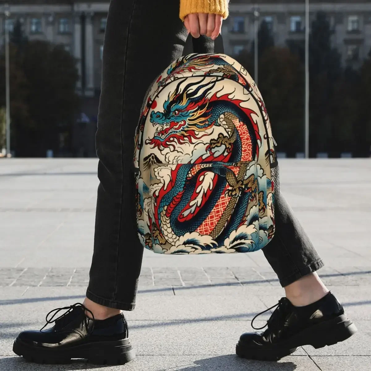 

Рюкзак с мифическим монстром белого китайского дракона, Лидер продаж, рюкзак для мальчиков и девочек, сумка для книг, сумка на плечо для мужчин, женщин, детей, школьная сумка