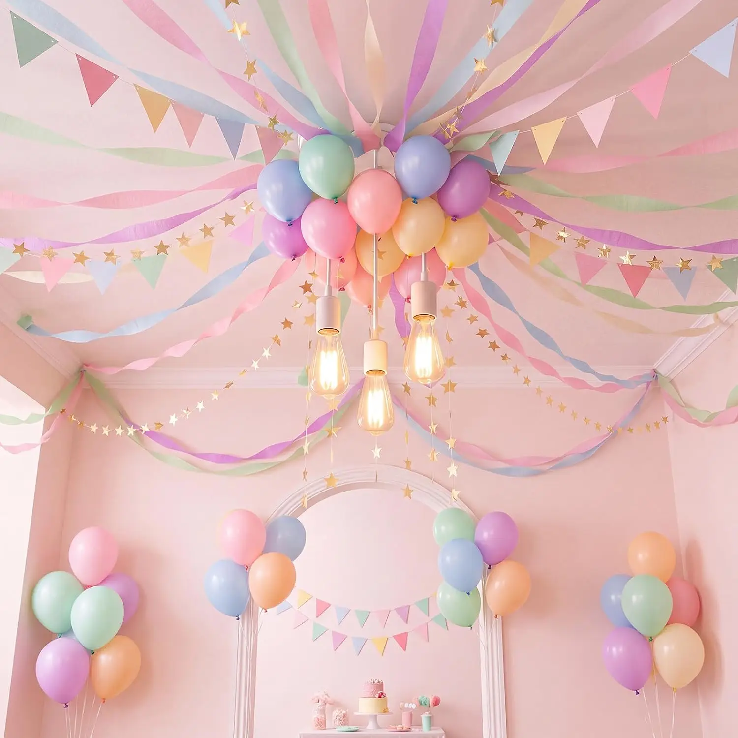 14-44Pcs Pastel Party Decoration Whimsical Birthday Decoration With Pastel Streamers for Pastel Birthday Party Fancy Baby Shower