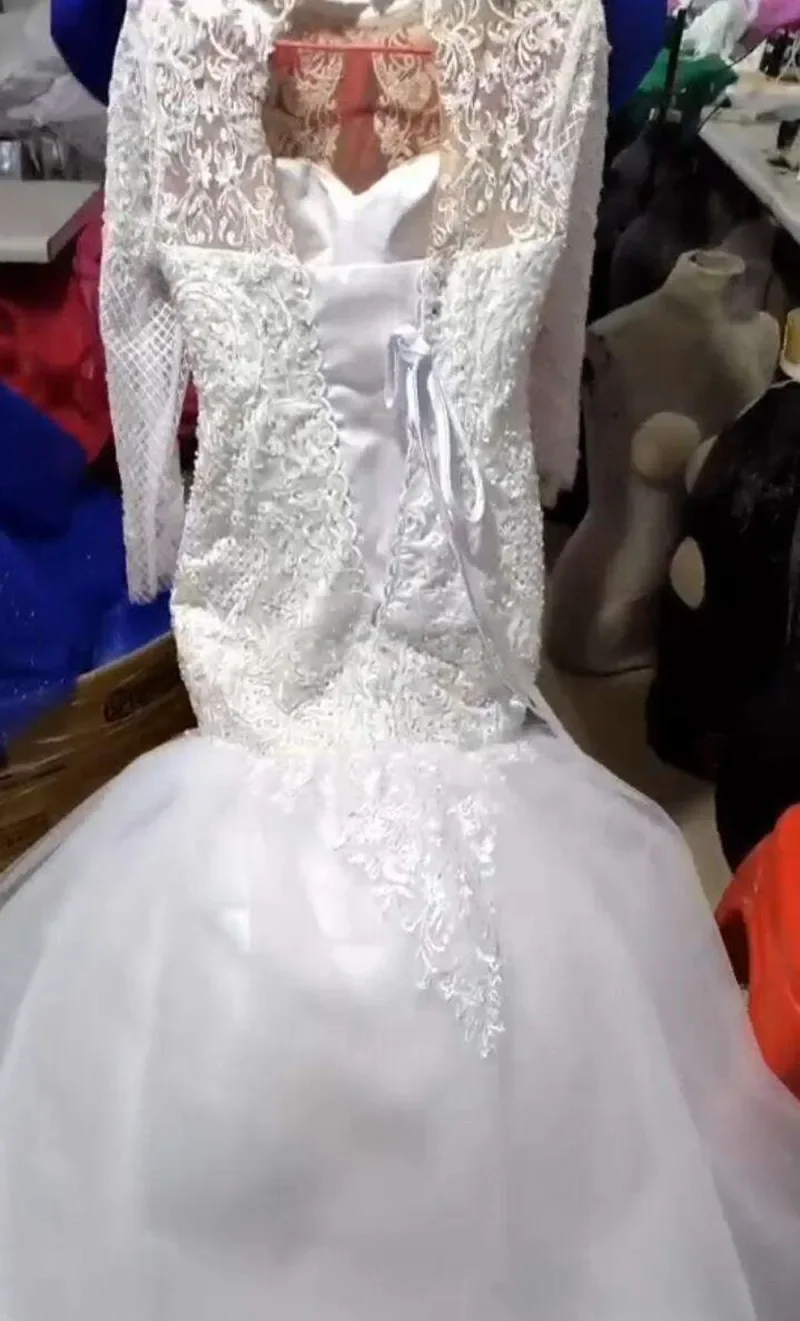 Vestido De novia con Apliques De encaje personalizado, ilusión africana, vestido De novia De manga larga con falda desmontable