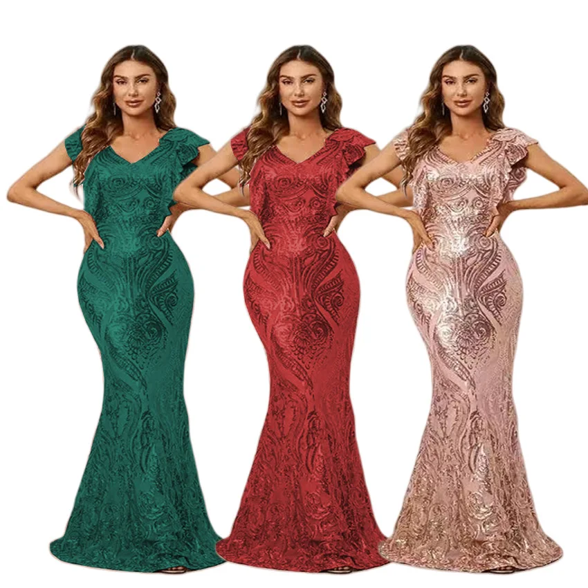 

African Turkey Dresses For Women Luxury Sequin Mermaid Robe Wedding Party Prom Evening Gown Off Shoulder Sexy Long Dress Clothes