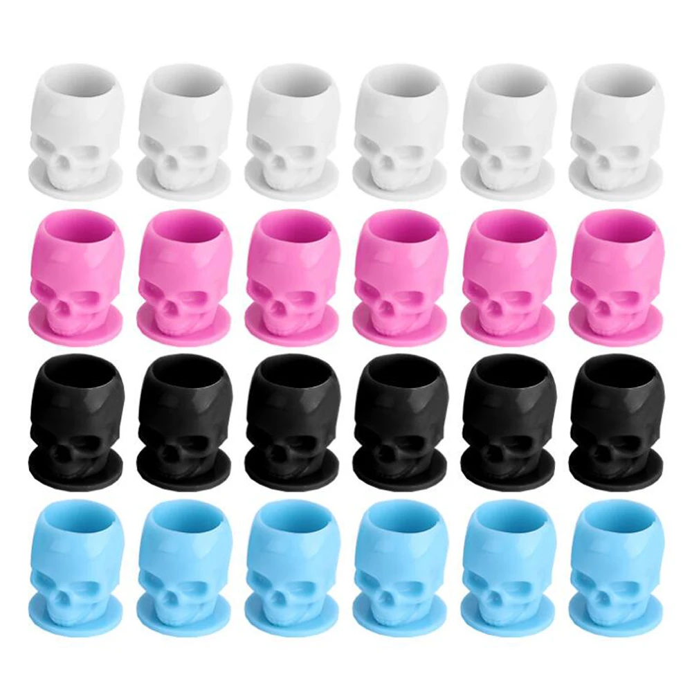 

Tattoo Pigment Cup Color Skeleton Ink Cup with Base Tattoo Equipment Makeup Eyebrow Hold Pigment Cup Storage Tattoo Accessories