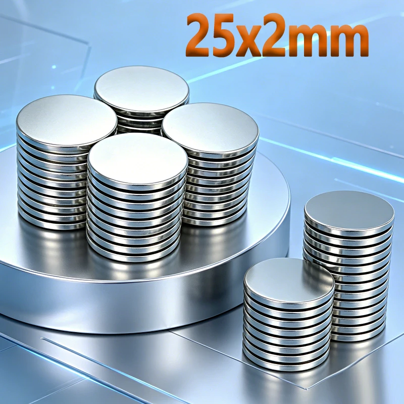 N35 NdfeB 25x2mm Magnet Round Shape 2-50pcs 25*2mm Accessory Neodymium Permanent Magnetic Imanes Office Garage Fridge Magnets