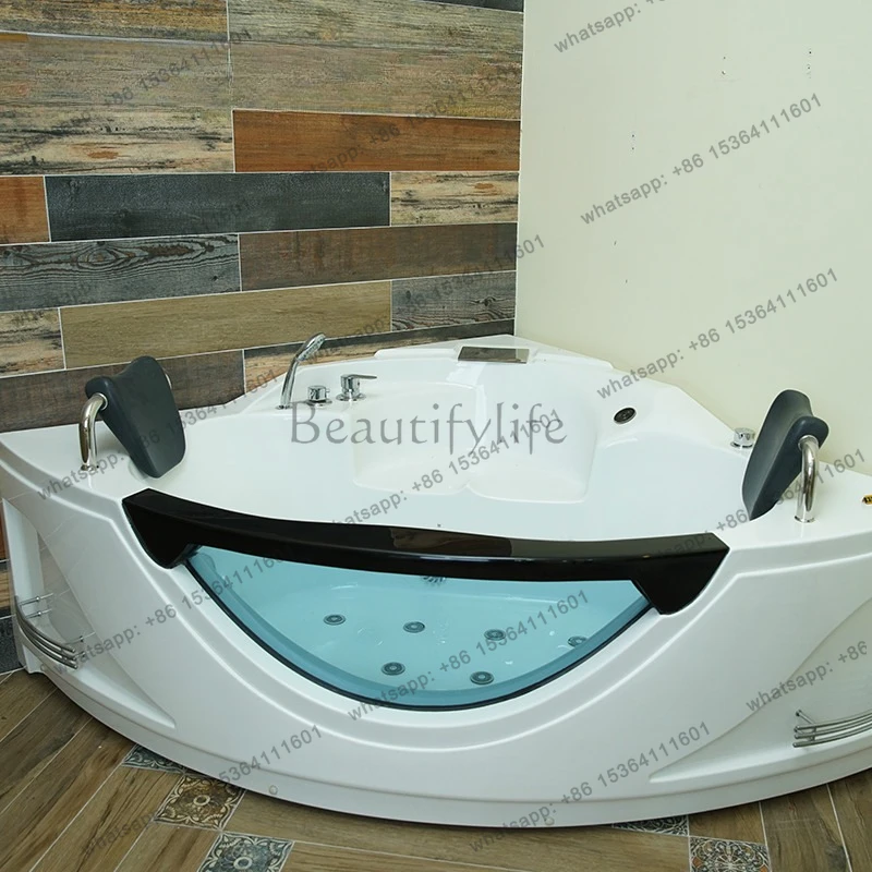 1.5 meters can be equipped with constant temperature heating surf massage triangle bathtub, lantern bubble bath AJ-3049