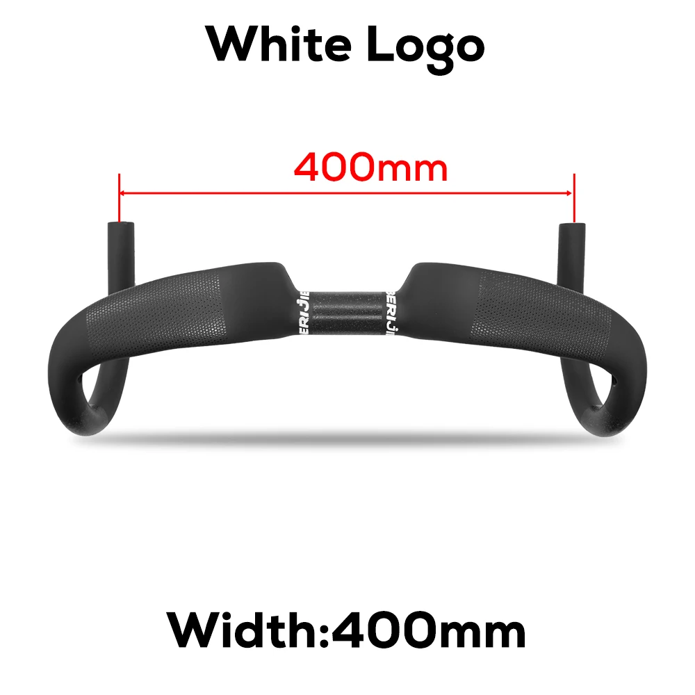 RACE Full Carbon Interne Kabel Rise 30mm Road Stuur, Drop Lift Grind Cockpit, 400mm/420mm/440mm, Zwart Mat, kameleon logo